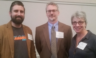 <i>(From the left)</i>Allen McGinley (Piscataway Public Library), Ralph Bingham (Gloucester County Library) and Irene Langlois (Maplewood Memorial Library)