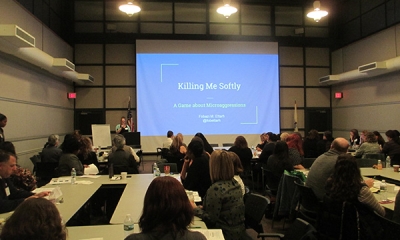 Sophie Brookover introduced Fobazi Ettarh, Speaker on "Killing me Softly"
